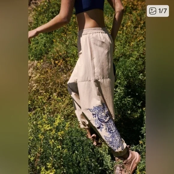 FP Movement by Free People Beige Joggers with Blue Accents - Picture 2 of 3